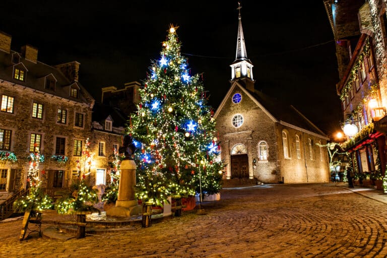 Petit Champlain at Lower Old Town (Basse Ville) at night on christmas event