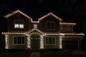 Christmas night lights decorating house